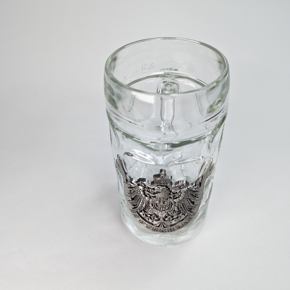 German Stein Glass .5L with Deutchland Eagle Medallion - Picture 6 of 11